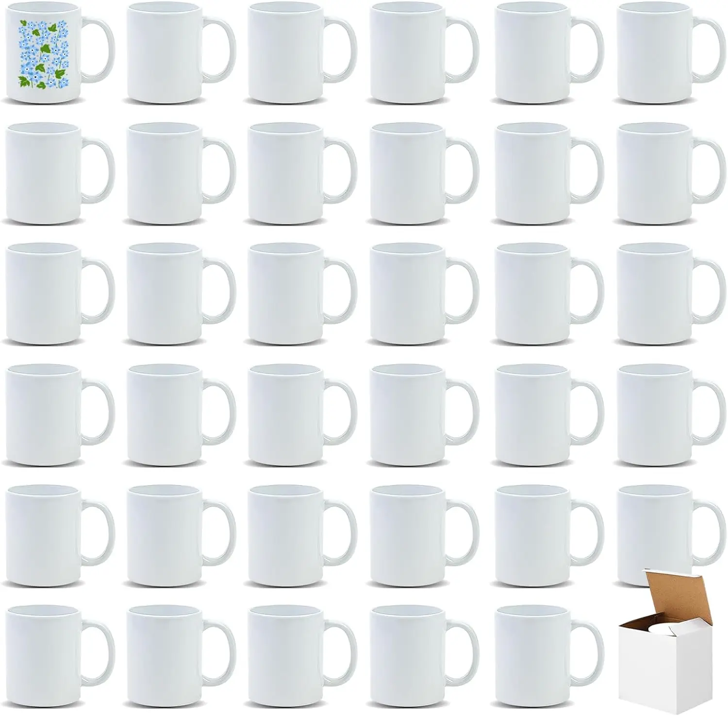 Sublimation Mug Blank - 昇華マグカップ 11オンス、昇華用ブランク品、セラミック製コーヒーマグカップ（バルク）、ギフト、パーティー、ビジネス用カップ、個別白箱、マイクロ