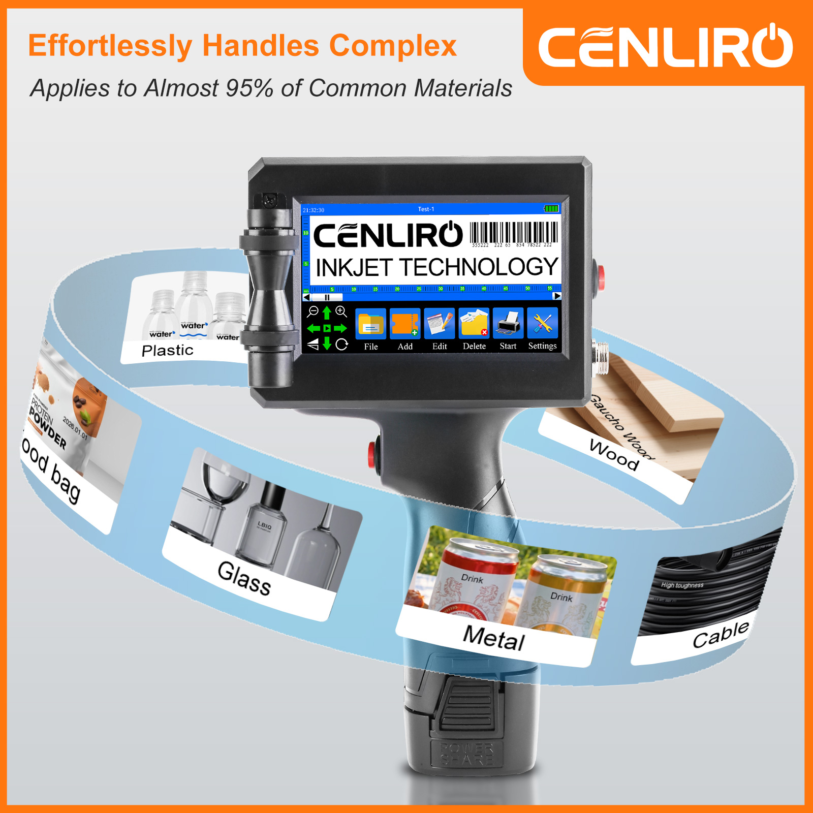 Commercial Book Printing Machines - CENLIRO 12.7/25.4mmハンドヘルドインクジェットプリンター、携帯型コーディングマシン、有効期限、バッチ、QRバーコード、ロゴ、速乾性インク対応