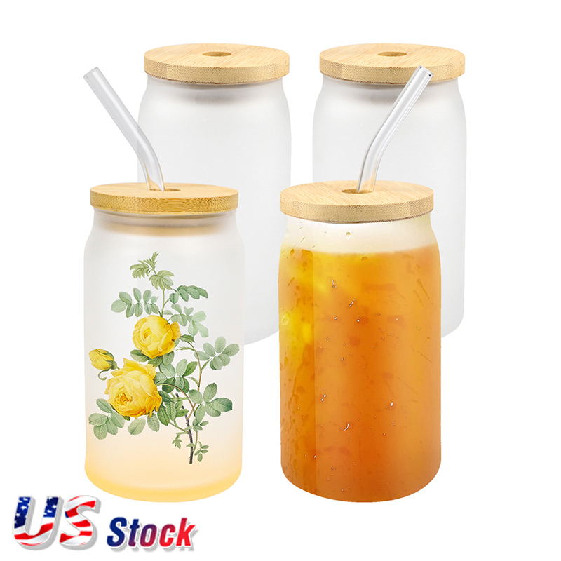 Sublimation Mug Blank - 米国在庫 48 個 16 オンス昇華すりガラスマグブランクビール缶コーラ缶メガネカップ Baboo
