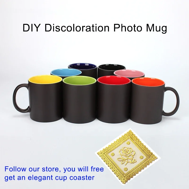 Sublimation Mug Blank - Diyフォトブラックマグマジック変色マグカップ、カスタムあなたの写真に茶カップ、ユニークなセラミックのコーヒーカップの友人のための