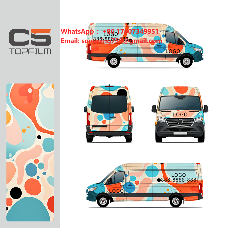 Commercial Wrap Printing - カスタム印刷車両広告用ビニールラップ カラフルな抽象デザイン 車用ステッカー TPU PET PPF