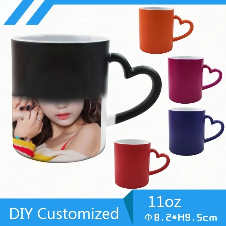 Sublimation Mug Blank - DIY パーソナライズされたマジックマグ 350 ミリリットル熱水転写カラーセラミックカップカスタマイズプリント写真ロゴテキスト画像クリエイティブギフト