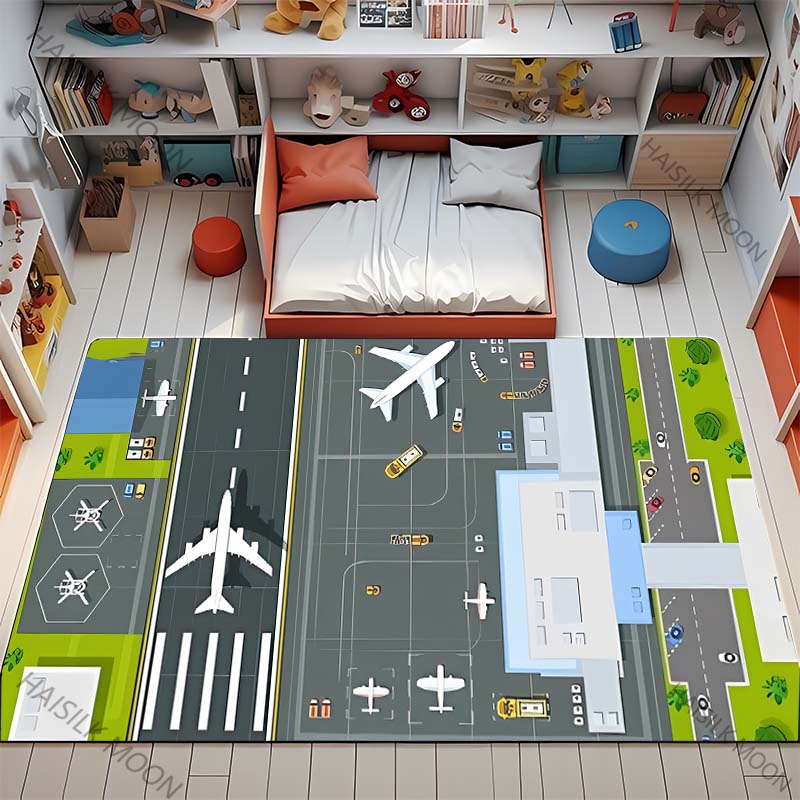 Commercial Printing & Packaging Pvt Ltd Photos - 3D HD 航空テーマ飛行機滑走路プリントカーペット! 滑り止め遮音、リビングルーム寝室玄関ドアマットソファラグ