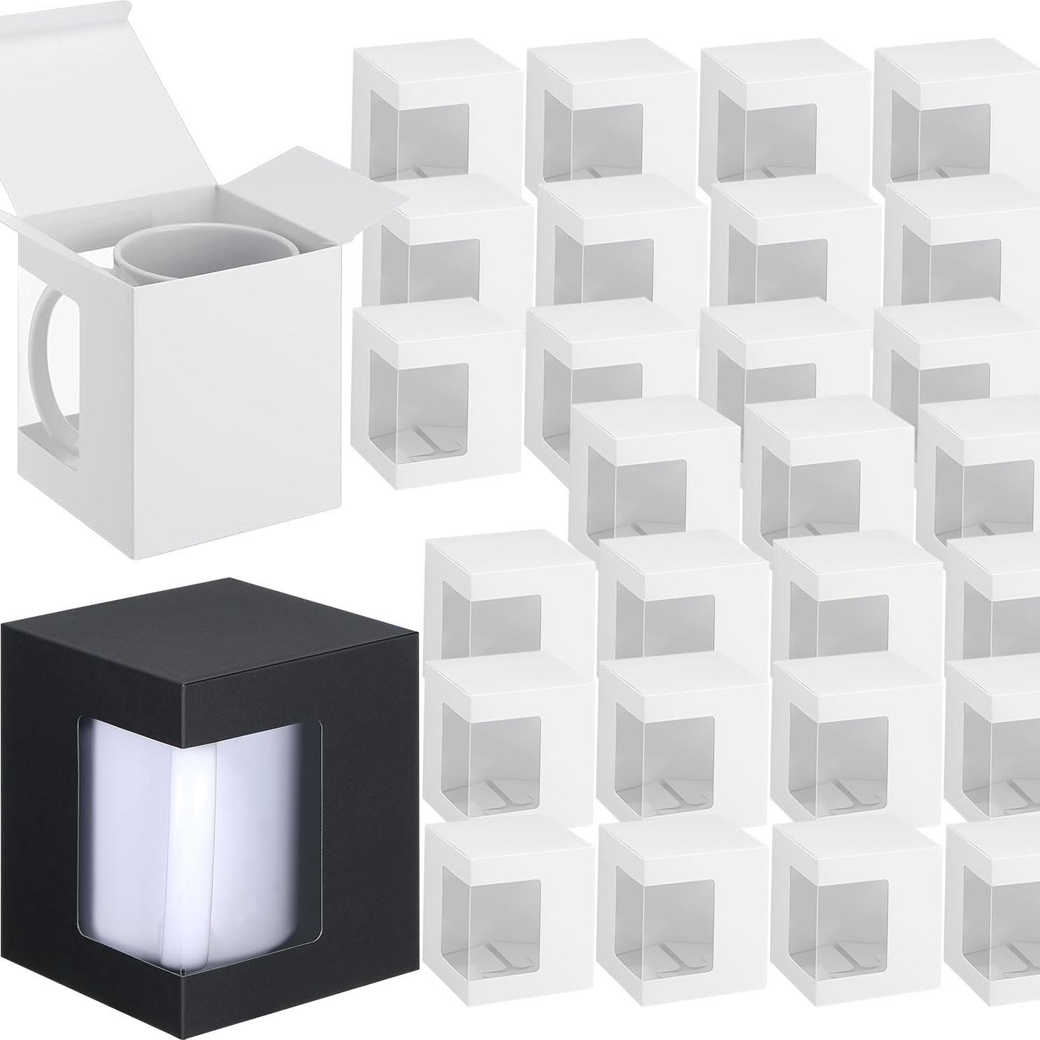 Sublimation Mug Blank - 昇華マグ用ギフトボックス12個パック、窓付きコーヒーマグボックス、ブランク昇華用包装ボックスギフト