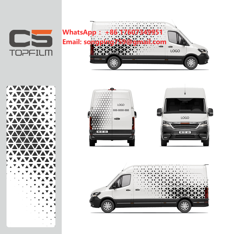 Commercial Printing & Packaging Pvt Ltd Photos - カスタム印刷車両ラップビニール黒白幾何学模様車広告フィルム（商用バン用）TPU PET PPF