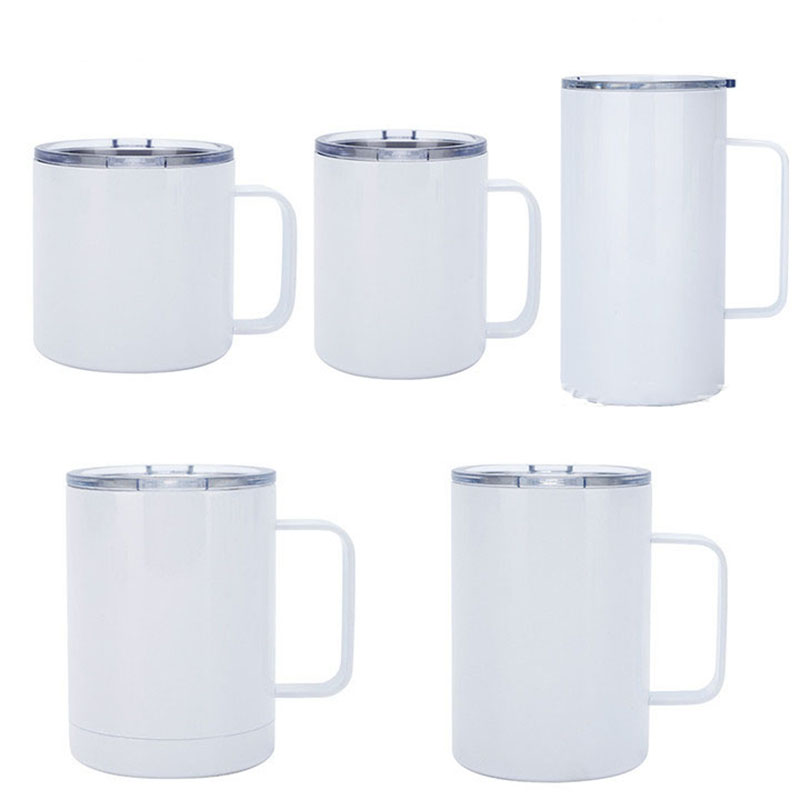 Sublimation Mug Blank - 昇華ブランクストレートカップステンレス鋼製ウォーターボトルタンブラーDIYコーヒーマグカップ真空フラスコ断熱魔法瓶10-24オンス