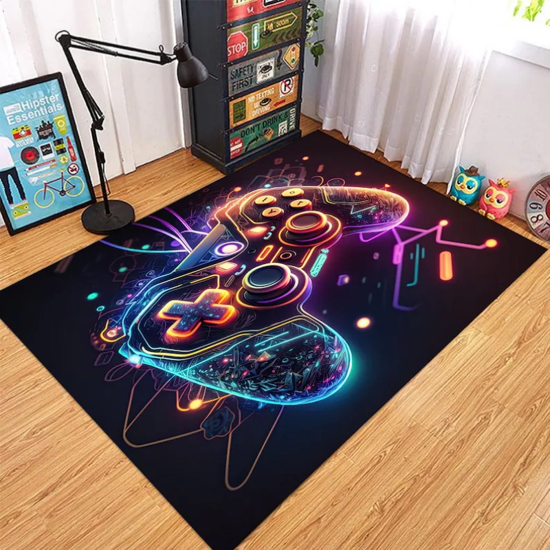 Commercial Printing & Packaging Pvt Ltd Photos - ネオングローゲームコントローラーアレアラグ カラフルゲーミングジョイスティックプリント 滑り止めフロアマット ゲームルーム ホームデコレーション用