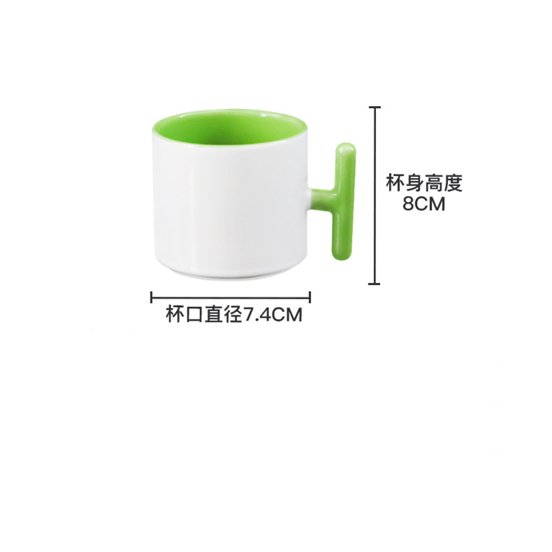 2個セット クリエイティブT字型ハンドル セラミックマグカッ - Sublimation Mug Blank のレビューと価格