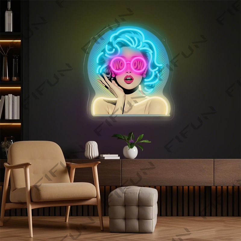 WOWカールガールネオンサインUVプリントウォールアート、U - Commercial Wall Printing のレビューと価格