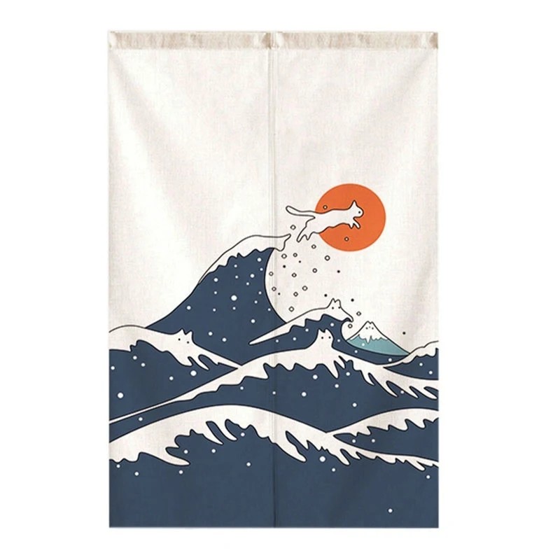 VIKAMA 日本製折りたたみ扇子波模様浮世絵のれんカーテン - Commercial Printing Rates のレビューと価格