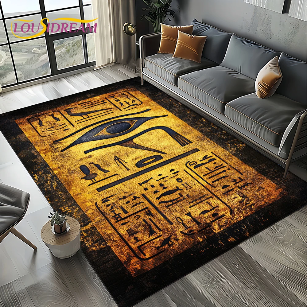 2025 古代エジプト象形文字神話壁画カーペットラグリビング - Commercial Wall Printing のレビューと価格
