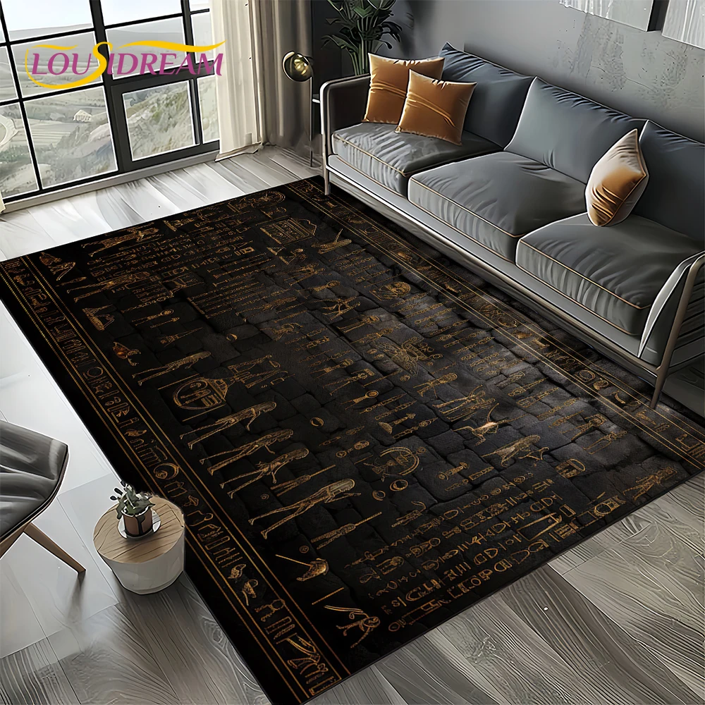 2025 古代エジプト象形文字神話壁画カーペットラグリビング - Commercial Wall Printing のレビューと価格